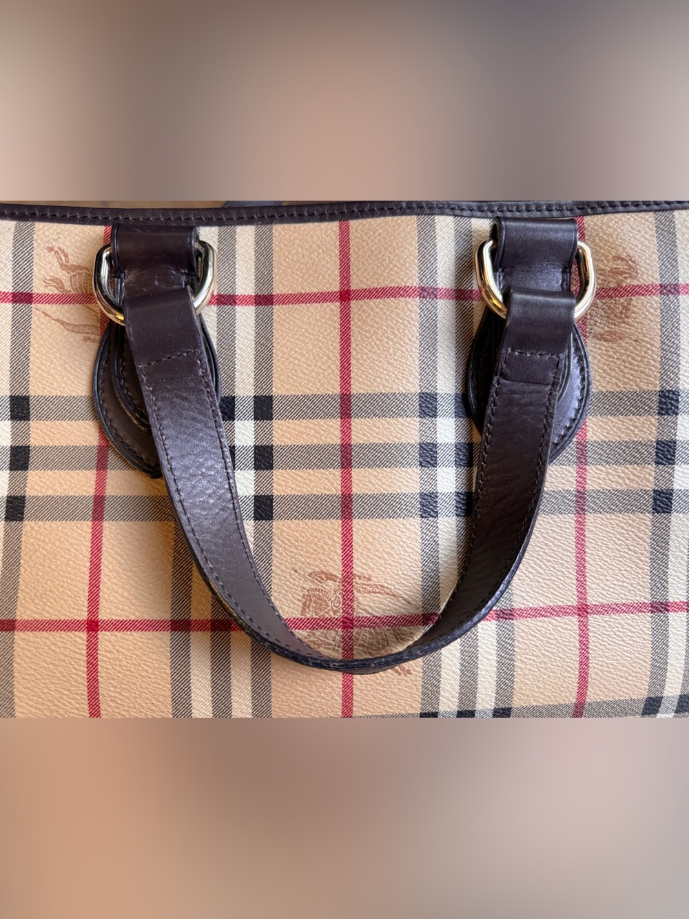 Authentic Burberry London Nova Check Coated Canvas Haymarket Tote Ittivgro58cal - Picture 3 of 13